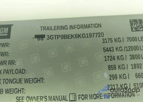 2019 GMC Sierra 1500 Sle из США, поврежденный, VIN 3GTP9BEK6KG197720